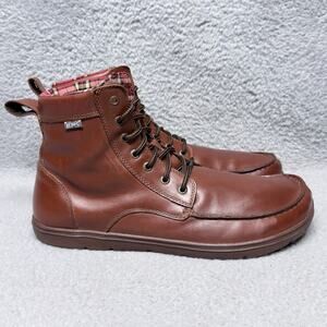 Lems Boulder Boot Leather Mens Size 14 Minimalist Hiking Boots Brown Leather